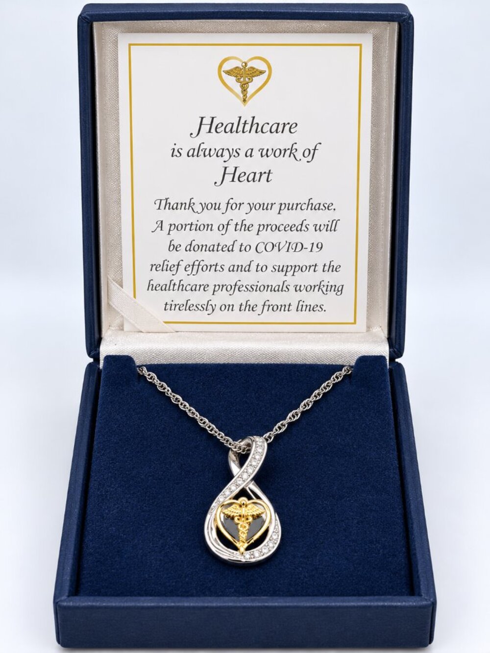 Bradford Exchange Healthcare Work of Heart Necklace NWT Caduceus Pendant